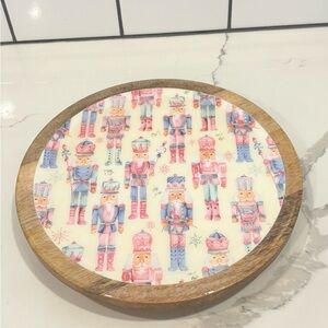 Cupcakes & Cashmere Pastel Nutcracker Mango Wood Lazy Susan Serving Plate